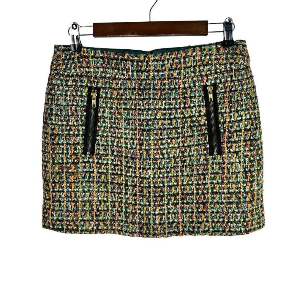 J. Crew Size 4 Mini Tweed Skirt Zippered Pockets